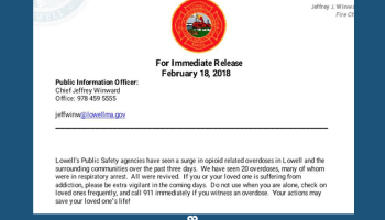 Police in massachusetts city issue overdose warning