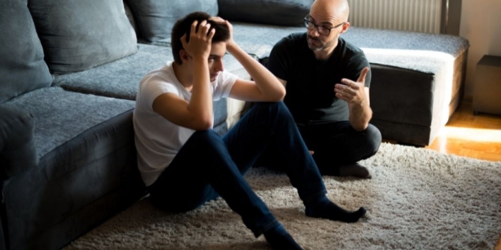 father counseling son
