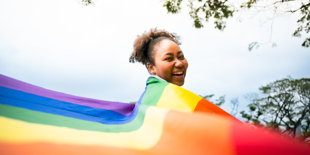 BIPOC woman celebrating PRIDE