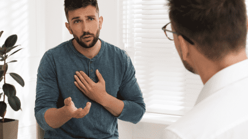 man talking to therapist