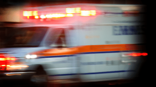 ems blury photo of ambulance
