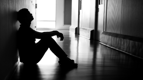 persons silhouette in hallway