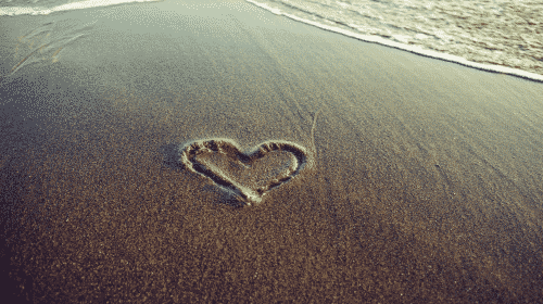 heart written in sand
