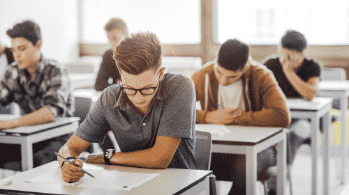 highs students studying in classroom