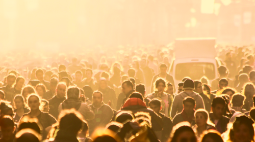 large crowd of people walking