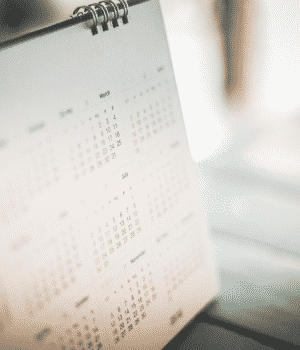 calendar on table