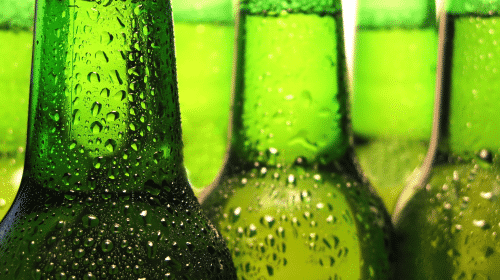 green beer bottles