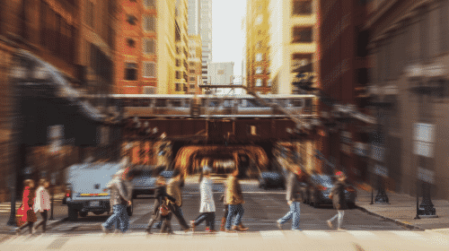 people of chicago walking