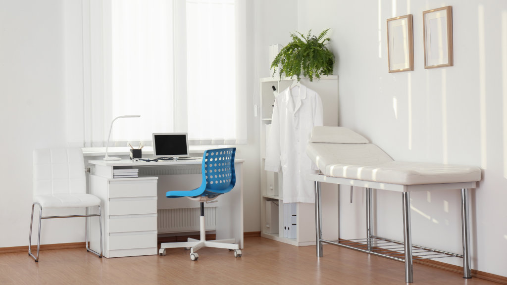 Inside an exam room at an outpatient rehab center