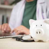A doctor with a piggy bank. Learn more about if medicaid covers addiction rehab here.