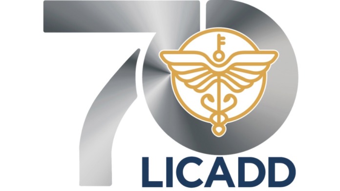 Facility logo and branding showing LICADD 70 years of service commemorative design with medical caduceus symbol