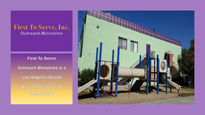 Exterior view of facility with lime green building and blue playground equipment featuring tunnel slide structure